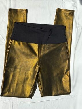 Assets By Spanx Black Faux-Coated Sculpting Leggings